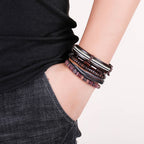 Fortune Jewel Wrap Hemp Cords Wood Beads Leather Bracelet