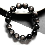 Fortune Jewel Natural Silver Sheen Obsidian Soothing Protection Bracelet