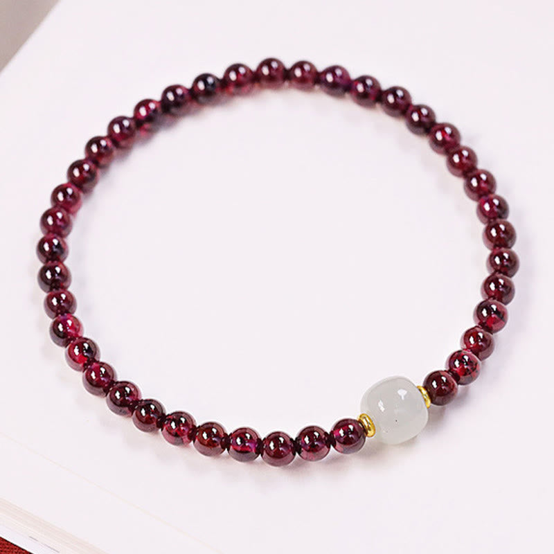 Fortune Jewel Natural Garnet Jade Bead Purification Bracelet