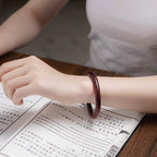 Fortune Jewel Tibetan Small Leaf Red Sandalwood Ebony Green Sandalwood Protection Bracelet Bangle
