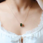Fortune Jewel Round Cyan Jade Luck Necklace Pendant