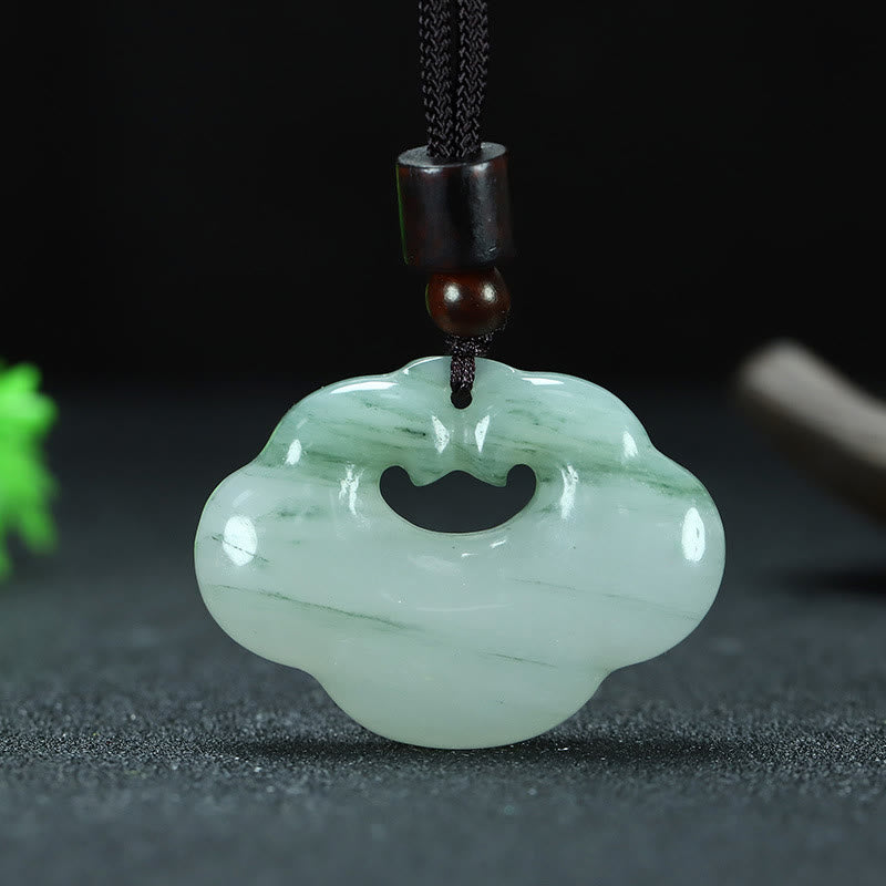 Fortune Jewel Tianshan Jade Golden Silk Jade Chinese Lock Charm Abundance Necklace Pendant