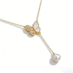 Fashion Butterfly Necklace with Pearl Charm