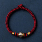 Fortune Jewel 925 Sterling Silver Tibet Handmade Om Mani Padme Hum Luck Protection King Kong Knot Braided Bracelet - Fortune Jewel