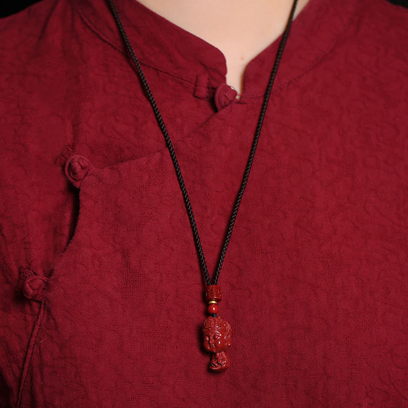 Fortune Jewel Chinese Zodiac Natal Buddha Natural Cinnabar Amulet Keep Away Evil Spirits Necklace Pendant