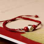 Fortune Jewel Handmade 925 Sterling Silver Chinese Zodiac Natal Buddha Cinnabar Calm Braided Bracelet