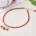 Fortune Jewel Red Agate Confidence Calm Anklet