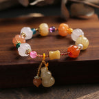 Fortune Jewel Natural Golden Silk Jade Crystals Gourd Pixiu Pumpkin Beads Wealth Charm Bracelet