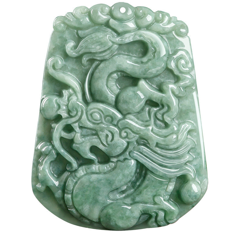 Fortune Jewel Chinese Zodiac Dragon Jade Strength Necklace String Pendant