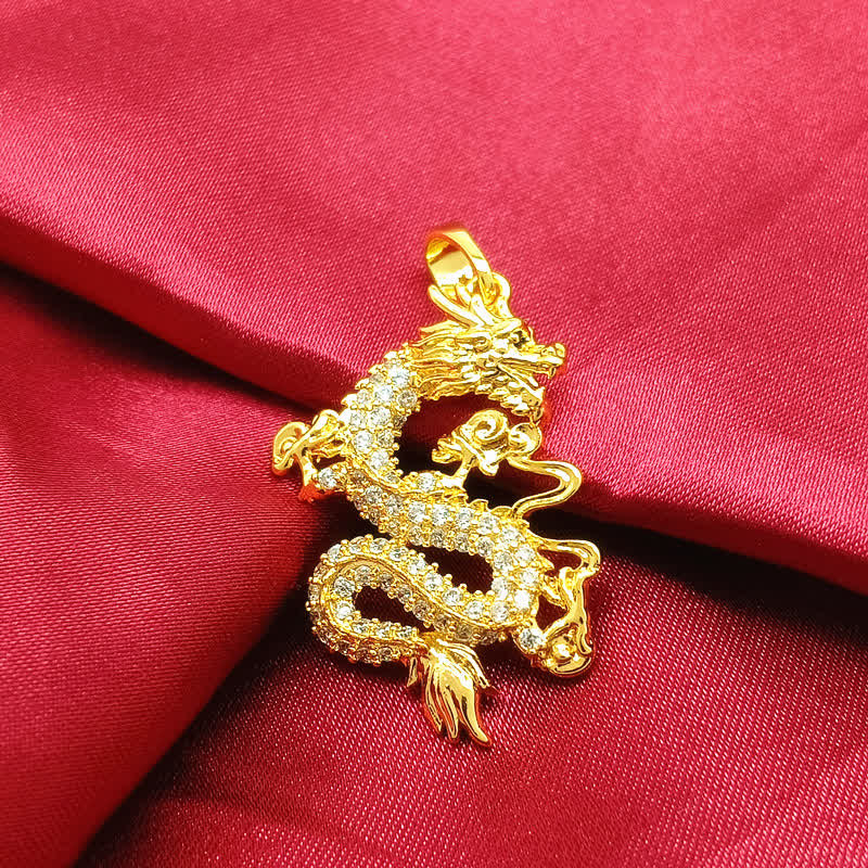 Fortune Jewel Gold Dragon Protection Necklace Pendant Fortune Jewel