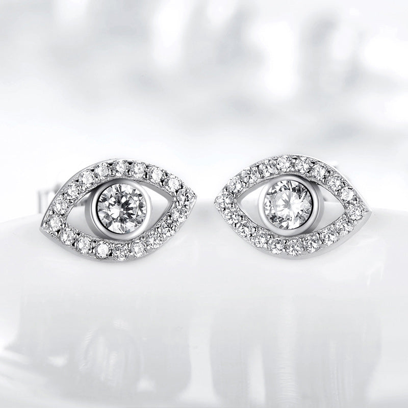 Fortune Jewel 925 Sterling Silver Evil Eye Symbol Protection Stud Earrings