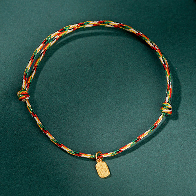 Fortune Jewel Auspicious Fu Character Peace And Joy Luck Handmade Multicolored Child Adult Bracelet