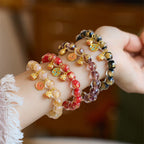 Fortune Jewel Gold Swallowing Beast Copper Coin Good Luck Charm Liuli Glass Bead Fortune Bracelet