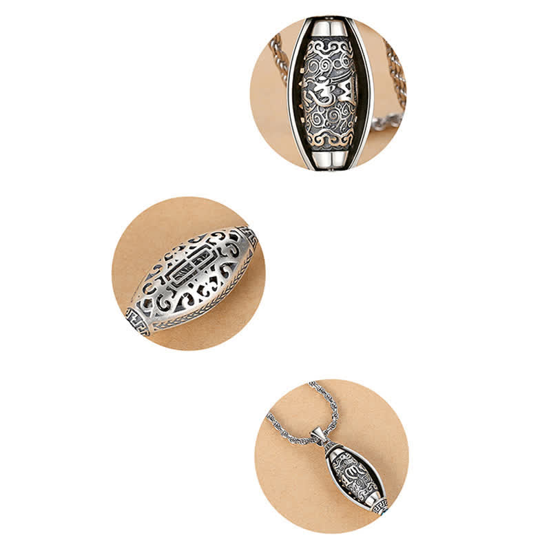 Fortune Jewel Tibet Om Mani Padme Hum Protection Necklace Rotatable Pendant