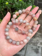 Soft Purple Floral Patterned Slightly Drunken Bodhi Bracelet 13mm