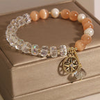 Fortune Jewel Orange Cat's Eye White Crystal Star Support Bracelet