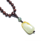 Fortune Jewel Tibetan Small Leaf Red Sandalwood Jade Mala Meditation Bracelet