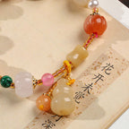 Fortune Jewel Natural Golden Silk Jade Crystals Gourd Pixiu Pumpkin Beads Wealth Charm Bracelet