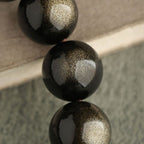 Fortune Jewel Gold Sheen Obsidian Silver Sheen Obsidian Lovely Paw Lucky Cat Protection Bracelet