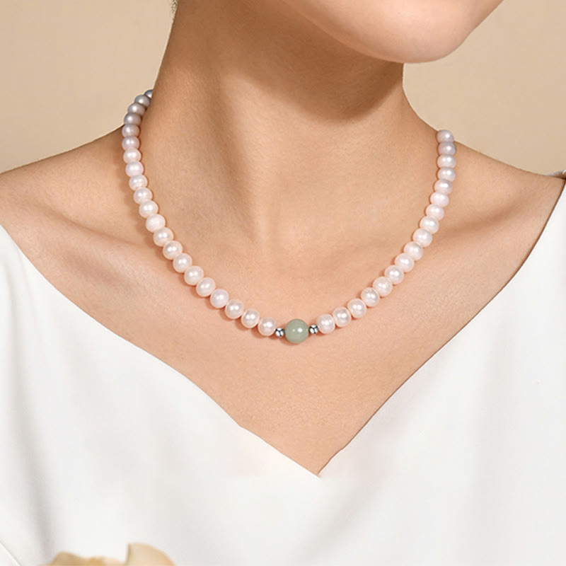 Fortune Jewel 925 Sterling Silver Natural Pearl Jade Healing Necklace Bracelet Earrings With Gift Box