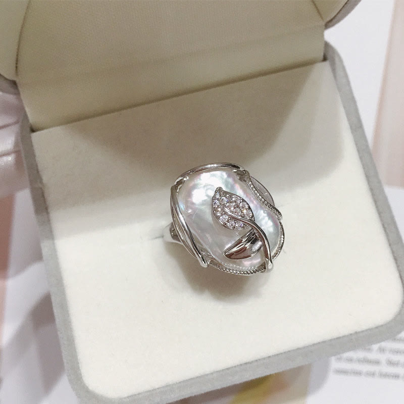 Fortune Jewel Pearl Copper Plated Gold Flower Happiness Wealth Ring