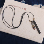 Fortune Jewel Tibetan Ebony Wood Dzi Bead Peace Calm Necklace Pendant
