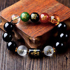 Fortune Jewel Chinese Zodiac Feng Shui Obsidian Five-Element Wealth Porsperity Bracelet