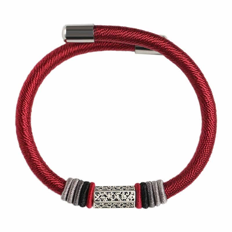 Fortune Jewel 925 Sterling Silver Om Mani Padme Hum Peace Red String Bracelet