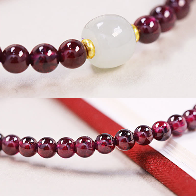 Fortune Jewel Natural Garnet Jade Bead Purification Bracelet