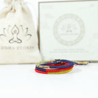 Fortune Jewel Tibet Handmade Multicolor King Kong Knot Faith Protection Braided Two-Color String Bracelet
