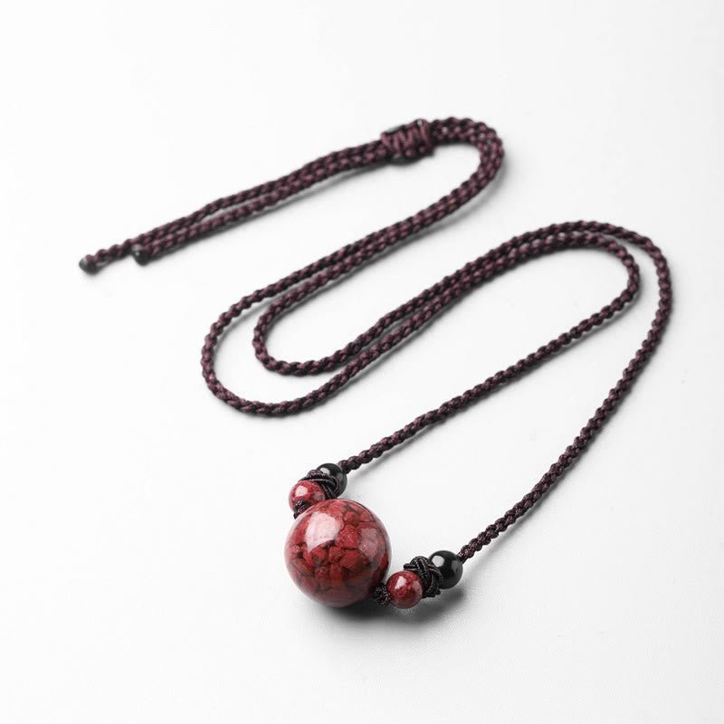 Fortune Jewel Natural Cinnabar Stones Bead Blessing Necklace Pendant
