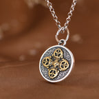 Fortune Jewel 925 Sterling Silver Double Dorje Vajra Blessing Necklace Pendant