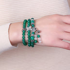 Fortune Jewel Natural Green Agate Butterfly Support Bracelet