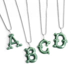 Natural A-Grade Jadeite Letter Pendant – S925 Silver Setting, Ice-Type Jade, Hip-Hop & Personalized Style