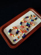 Tibetan Multi-Treasure Rainbow Angled-Cut DIY Spacer Beads – Turquoise, Southern Red Agate, Beeswax, and Natural Gemstones.