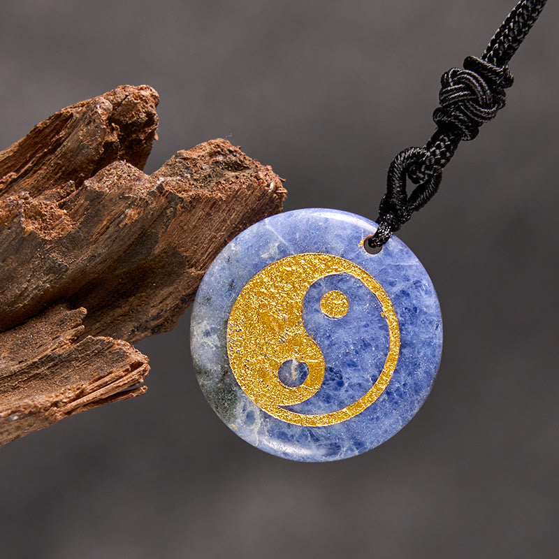 Fortune Jewel Various Crystal Amethyst Tiger Eye Green Aventurine Yin Yang Spiritual Necklace Pendant