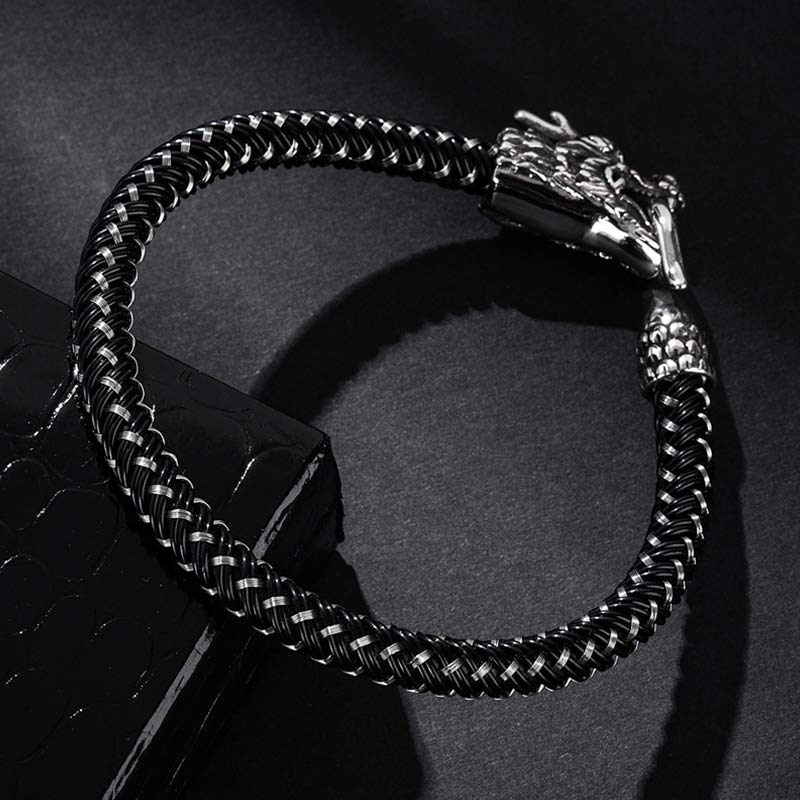Fortune Jewel Dragon Titanium Steel Protection Luck Bracelet Fortune Jewel
