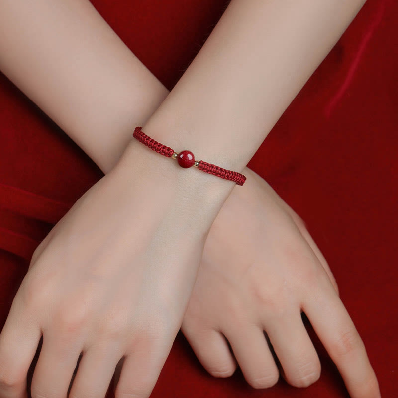 Fortune Jewel Lucky Cinnabar Bead Blessing Red String Bracelet