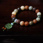 Fortune Jewel Natural Multicolored Gradient Bodhi Seed Liuli Glass Charm Peace Bracelet
