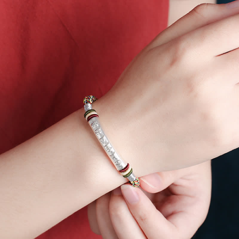 Fortune Jewel 999 Sterling Silver Om Mani Padme Hum Protection Strength String Bracelet