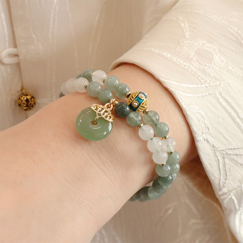 Fortune Jewel Single Double Layer Jade Peace Buckle Luck Bracelet