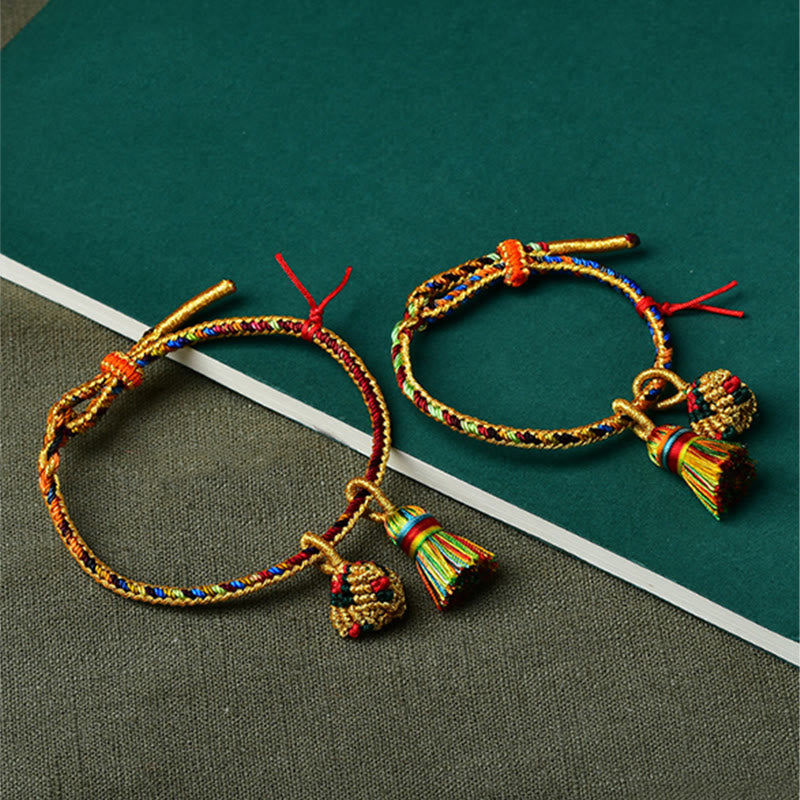 Fortune Jewel Colorful Rope Luck Handmade Zongzi Golden Ball Charm Bracelet