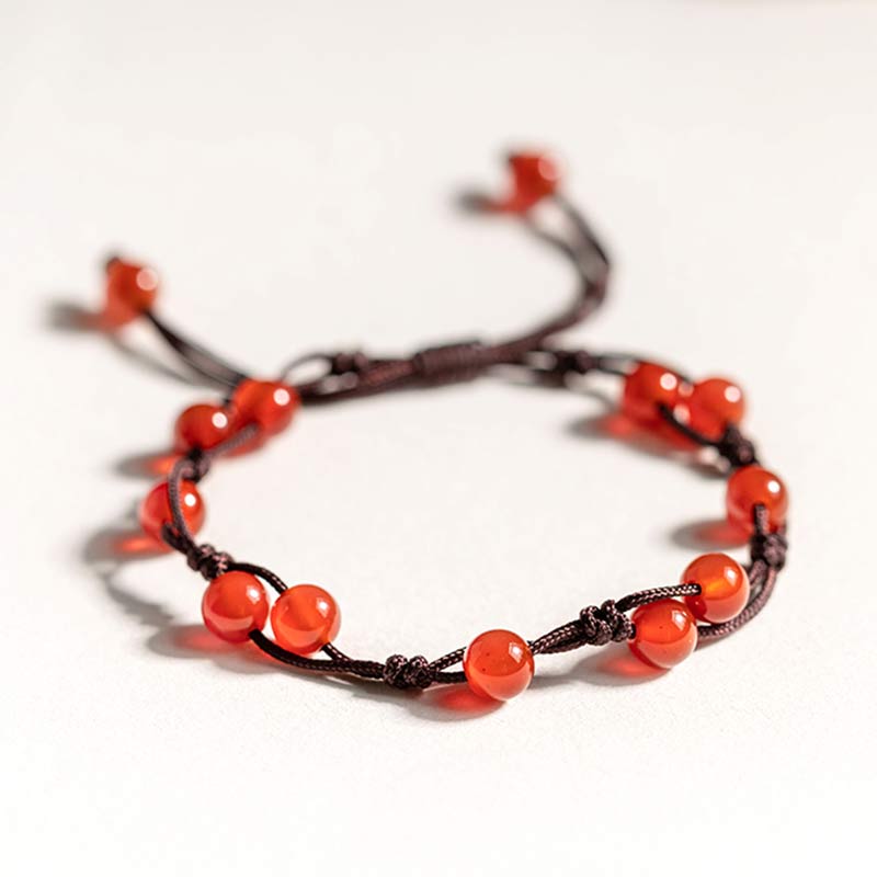 Fortune Jewel Red Agate Moss Agate Cinnabar Calm Bracelet