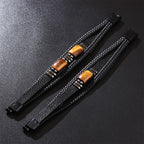 Fortune Jewel Tiger Eye Power Magnetic Buckle Multilayered Leather Bracelet