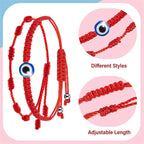 Fortune Jewel 4Pcs Evil Eye Seven Knot Red String Protection Bracelet