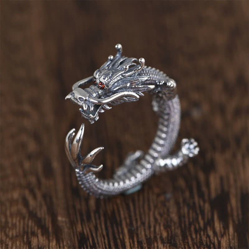 Fortune Jewel 925 Sterling Silver Dragon Luck Protection Ring Fortune Jewel