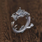 Fortune Jewel 925 Sterling Silver Dragon Luck Protection Ring Fortune Jewel