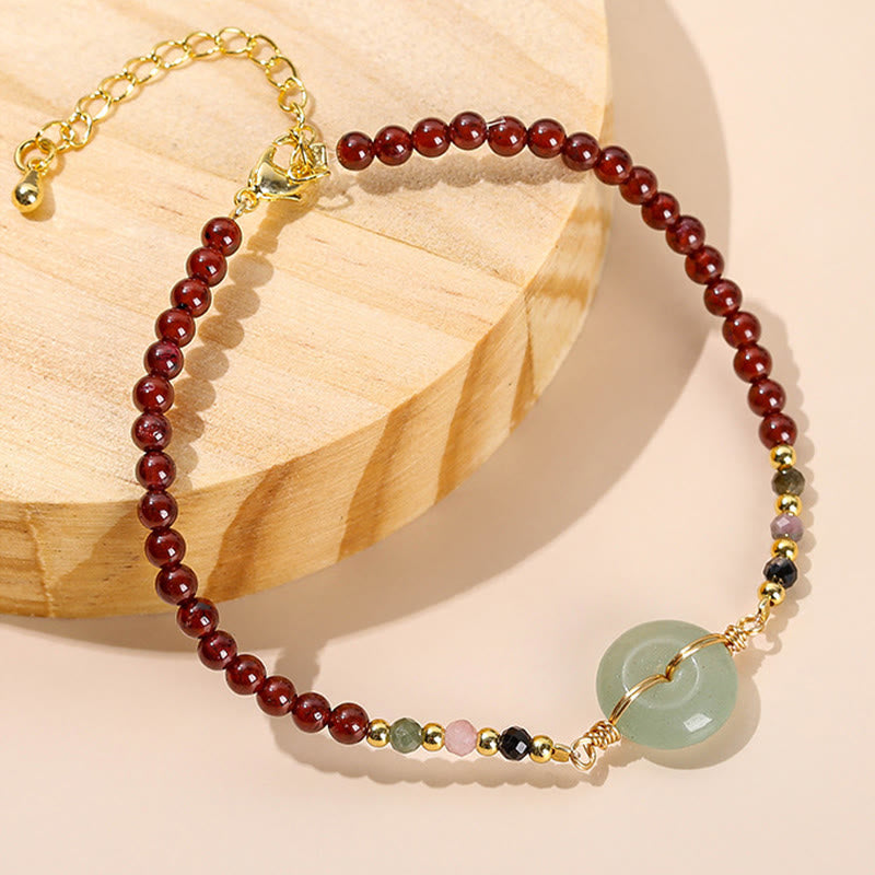 Fortune Jewel Natural Garnet Peace Buckle Bead Calm Bracelet