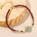 Fortune Jewel Natural Garnet Peace Buckle Bead Calm Bracelet