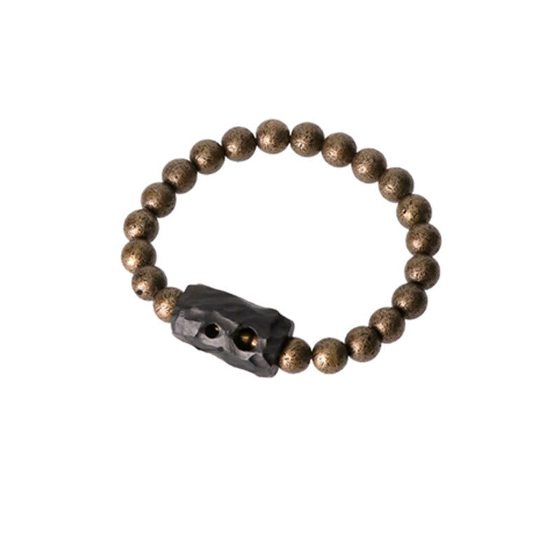 Fortune Jewel Tibet Ebony Wood Copper Peace Balance Beaded Bracelet